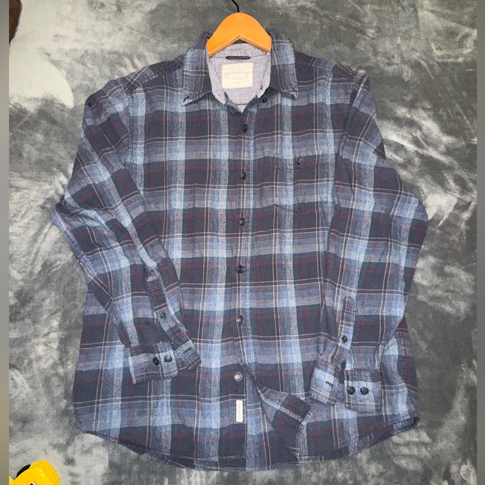 Vintage Plaid Flannel Button-Up Shirt Size L